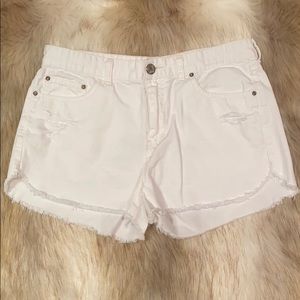 Free People Distressed White Jean Shorts, 30